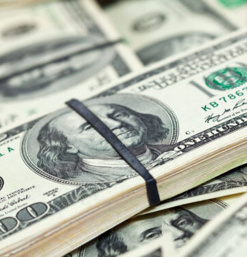 Background of many US dollars banknotes