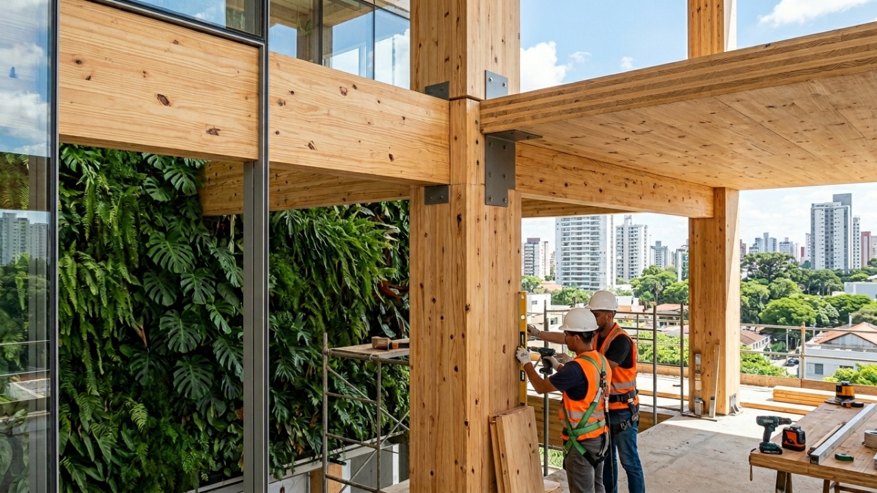 Esqueça o aço e o concreto, pois os painéis de madeira cruzada CLT permitem obras secas ultrarrápidas, sendo a maior revolução da engenharia verde