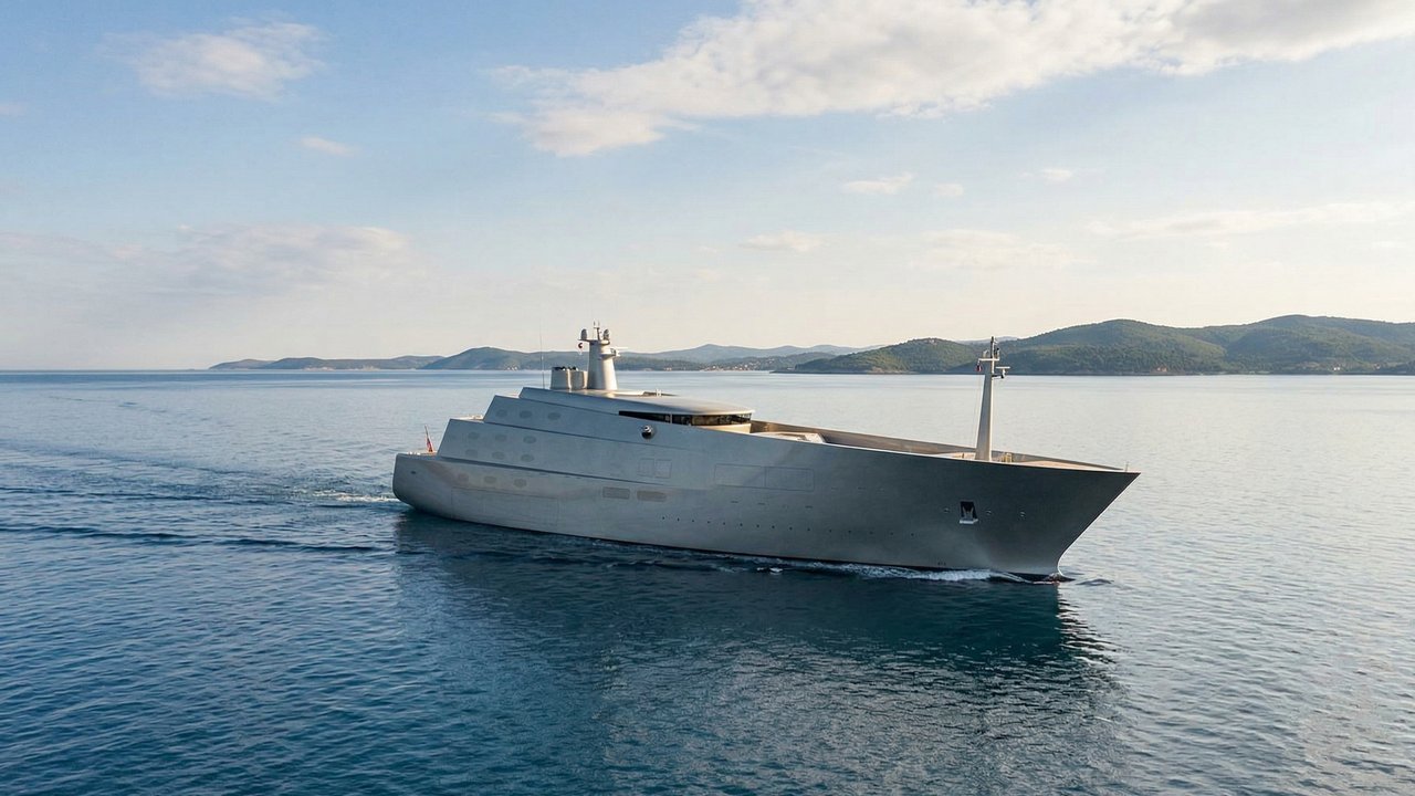 Com formato de submarino futurista, o iate de 1,5 mil milhões gera polémica nas marinas e gasta 2 mil litros de gasóleo por hora