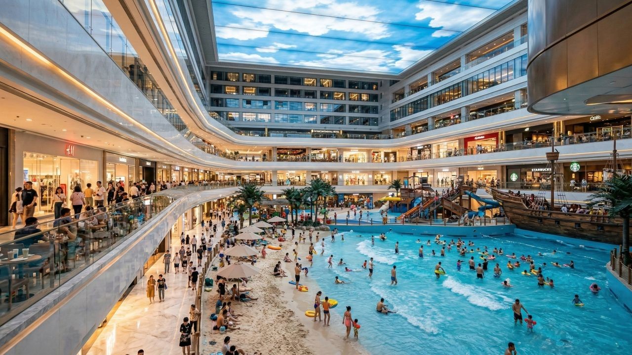 Em Chengdu um prédio gigante funciona como cidade inteira reunindo lazer, lojas e hotéis em um só espaço imenso