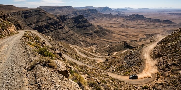 Estrada na África do Sul ganha fama por seus abismos, pois o trajeto de cascalho desce 1.400 metros de altitude, sendo a via mais íngreme da região