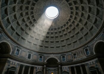 Ostentando uma cúpula de concreto de 43 metros de diâmetro, o imponente monumento erguido há quase 2 mil anos sustenta o próprio peso sem utilizar uma única barra de aço