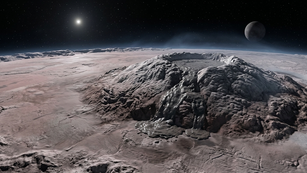 Um vulcão gigante em Plutão tem 7 km de altura e joga gelo derretido para fora como pasta de dente