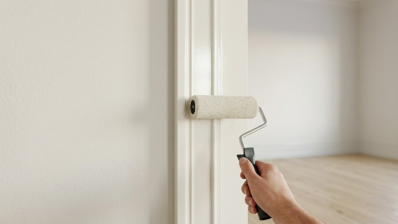 Pintar as portas interiores da casa exatamente na mesma cor das paredes disfarça os recortes visuais e cria a ilusão imediata de um teto até 30 centímetros mais alto