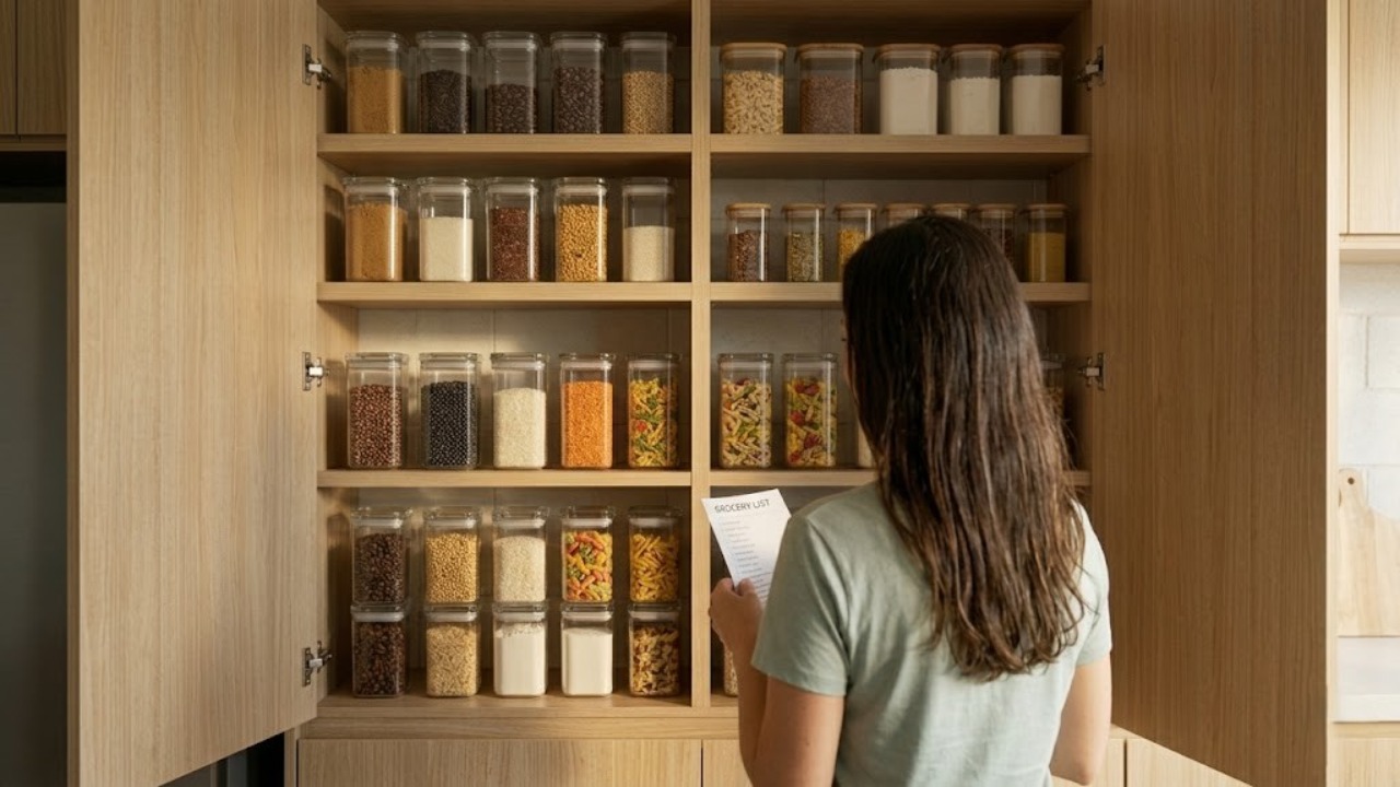 Utilizar potes herméticos de vidro na despensa garante um ganho de 40% de espaço útil e evita o desperdício de alimentos que vencem escondidos no fundo do armário da cozinha