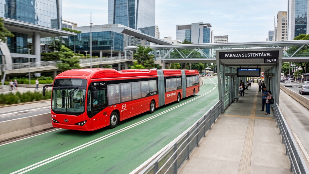 Com capacidade para cerca de 300 passageiros, o novo gigante elétrico de 30 metros de comprimento promete zerar as emissões de carbono ao rodar até 250 quilômetros por dia nas capitais