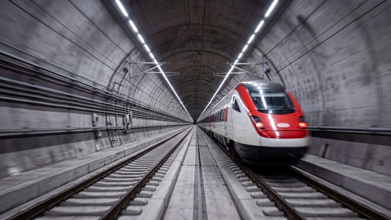 O trajeto que levou 17 anos para ficar pronto e hoje faz trens cruzarem os Alpes a 250 km/h