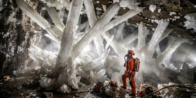 A Caverna dos Cristais no México guarda cristais de selenite de 12 metros de altura, sendo a maior formação de minerais gigantes de todo o mundo