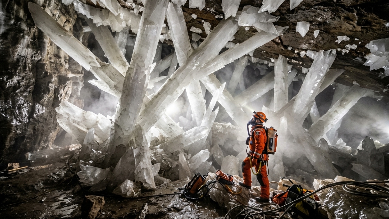 A Caverna dos Cristais no México guarda cristais de selenite de 12 metros de altura, sendo a maior formação de minerais gigantes de todo o mundo