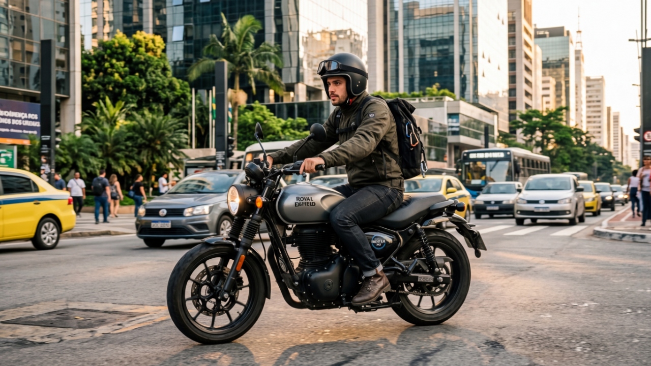 Pesando cerca de 181 quilos, a estilosa moto clássica de 350 cilindradas entrega 20 cavalos de potência com visual de cinema por cerca de 20 mil reais