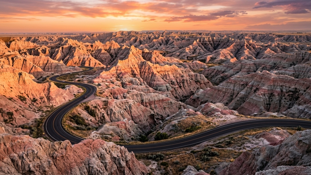 Rodovia nos EUA ganha fama por suas formações, pois seus 50 km de extensão cruzam o deserto de Dakota do Sul, sendo o maior cenário geológico local