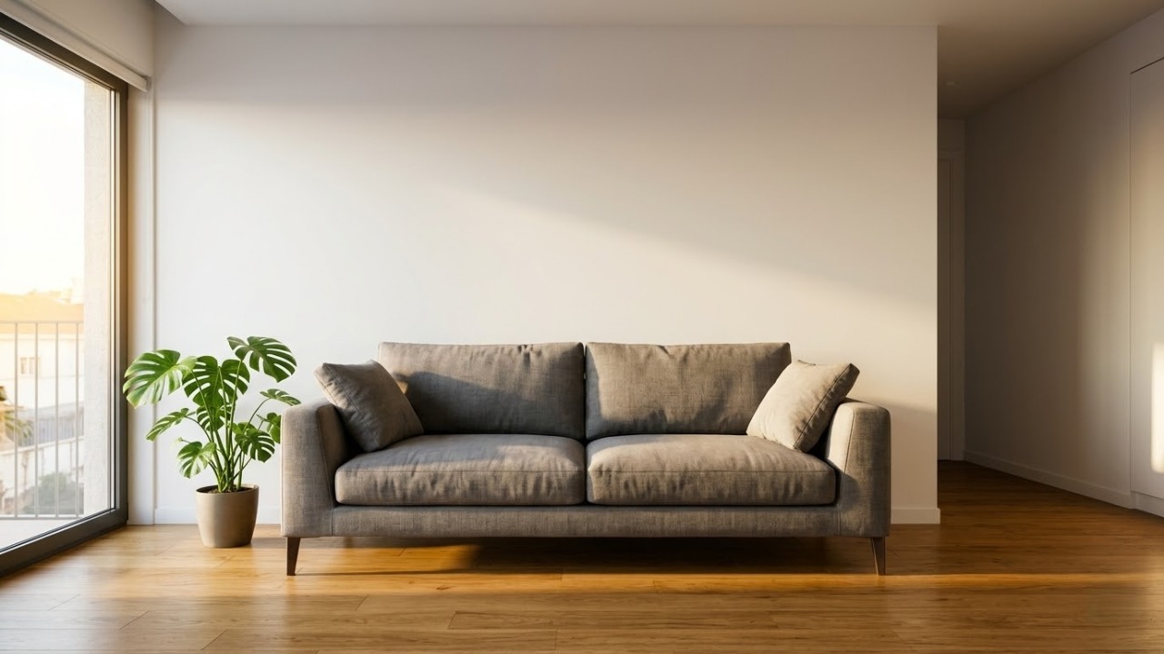 Afastar o sofá exatamente 10 centímetros da parede cria uma linha de sombra estratégica que pode fazer a sala parecer até 20% mais ampla e elegante