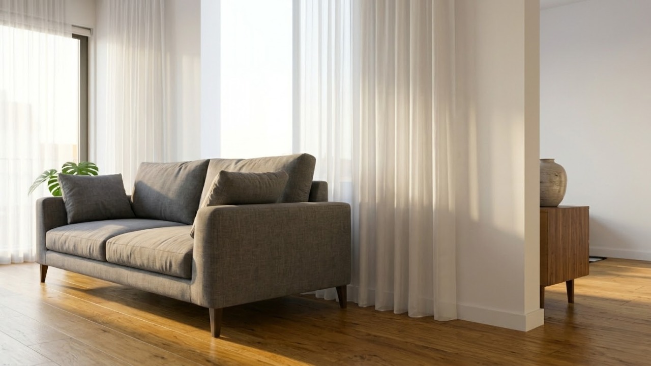 Afastar o sofá exatamente 10 centímetros da parede cria uma linha de sombra estratégica que pode fazer a sala parecer até 20% mais ampla e elegante