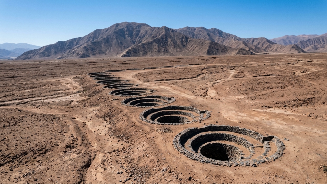 Mergulhando 12 metros no deserto peruano através de túneis em espiral, o engenhoso sistema de 1.500 anos capta ventos para extrair água subterrânea