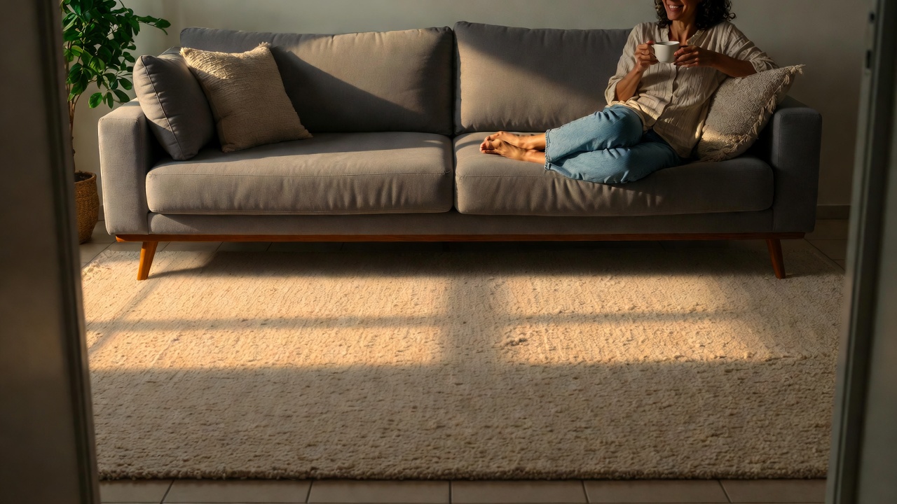 Mudar 1 detalhe simples na posição do seu tapete faz a sala pequena parecer até 40% maior sem precisar de nenhuma obra