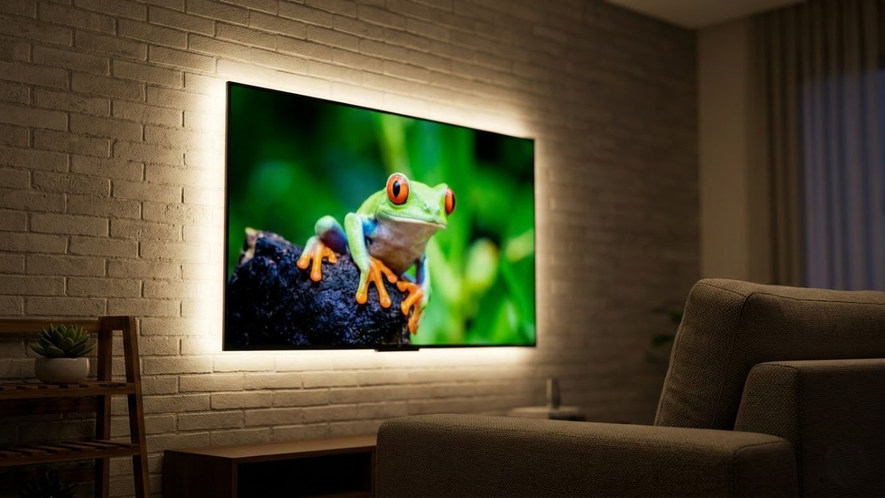 Colocar 1 fita de LED de R$ 30 escondida atrás da sua televisão cria uma iluminação indireta que reduz a fadiga ocular em 50% e deixa a sala com um visual de cinema