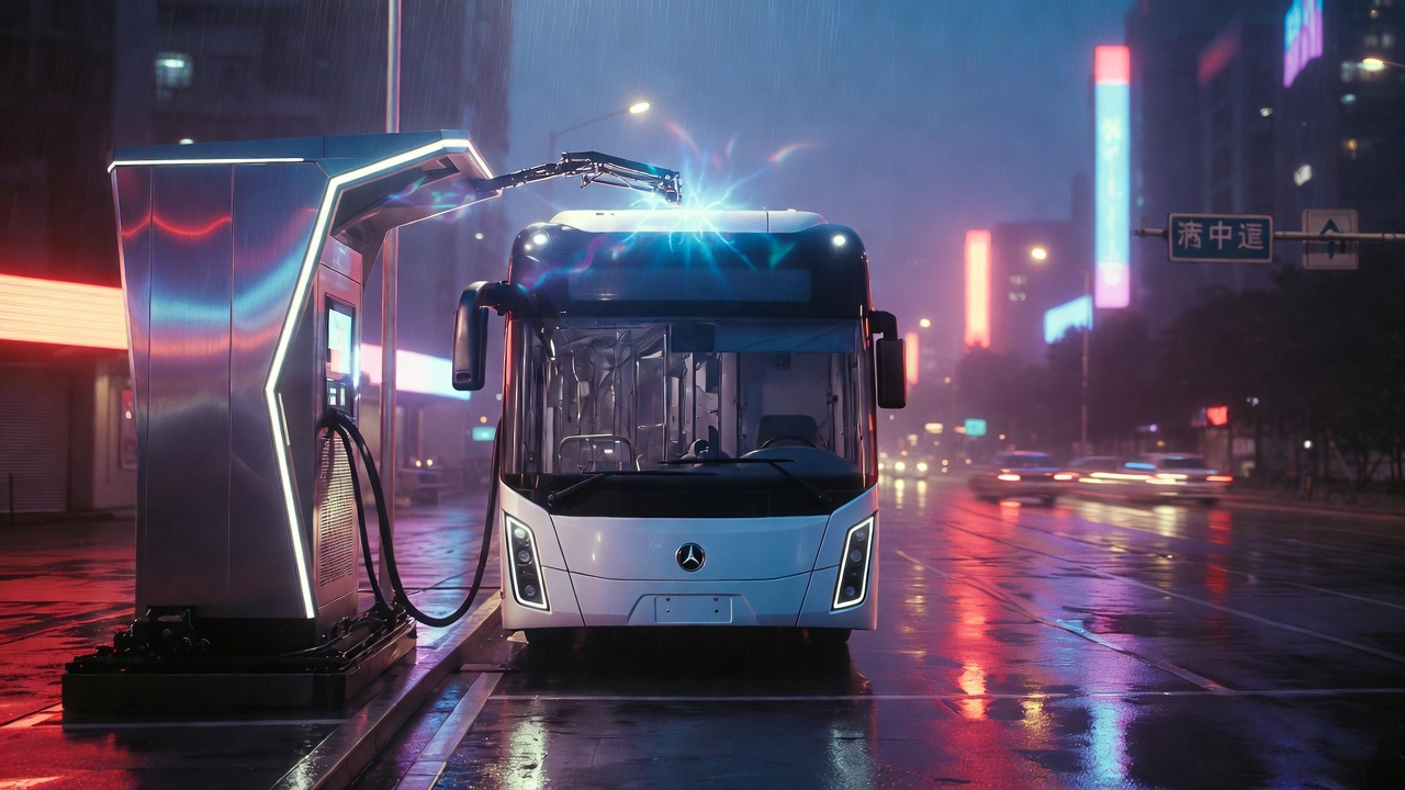 Recarregando suas baterias em apenas 20 segundos a cada parada, o inovador ônibus elétrico asiático elimina a necessidade de fios e transporta até 120 pessoas de forma silenciosa