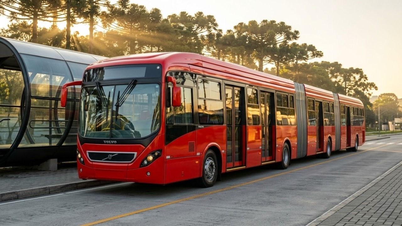 Medindo quase trinta metros e transportando duzentas e cinquenta pessoas de uma só vez, o novo super-ônibus biarticulado gigante virou a maior solução de trânsito para as capitais em 2026