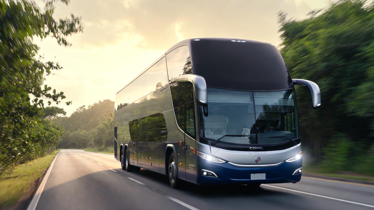 O luxuoso ônibus Comil Campione Invictus DD esconde uma tecnologia de suspensão que faz viagens de 12 horas parecerem meros 30 minutos de percurso