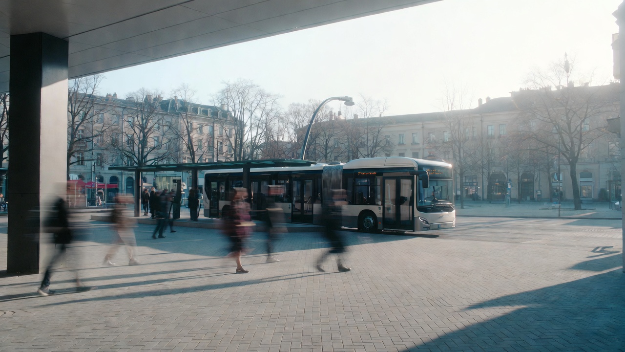 Exigindo apenas cerca de 15 segundos na tomada, o inovador coletivo de 18 metros transporta até 120 pessoas com o apoio de uma rede de recarga ultrarrápida de 600 kW em cada parada