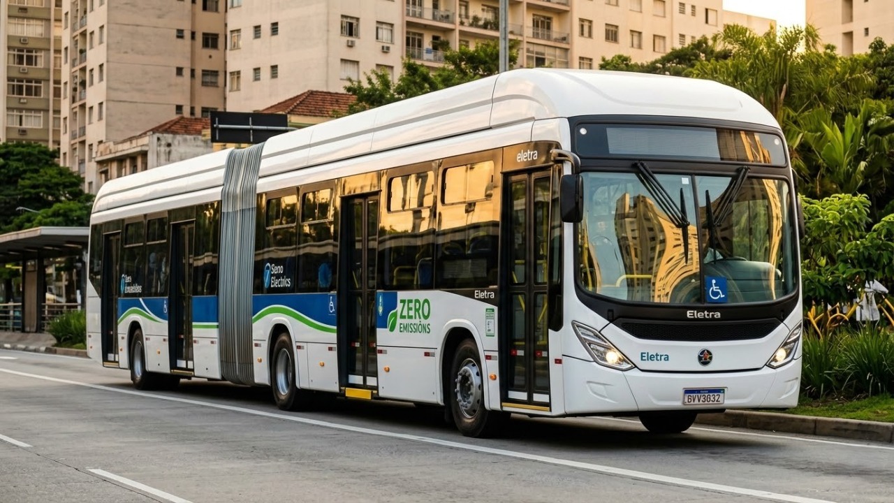 Com investimento de três milhões de reais e tecnologia cem por cento nacional, o novo super-ônibus elétrico de vinte e um metros virou o maior símbolo de inovação ao rodar sem emitir um único grama de fumaça