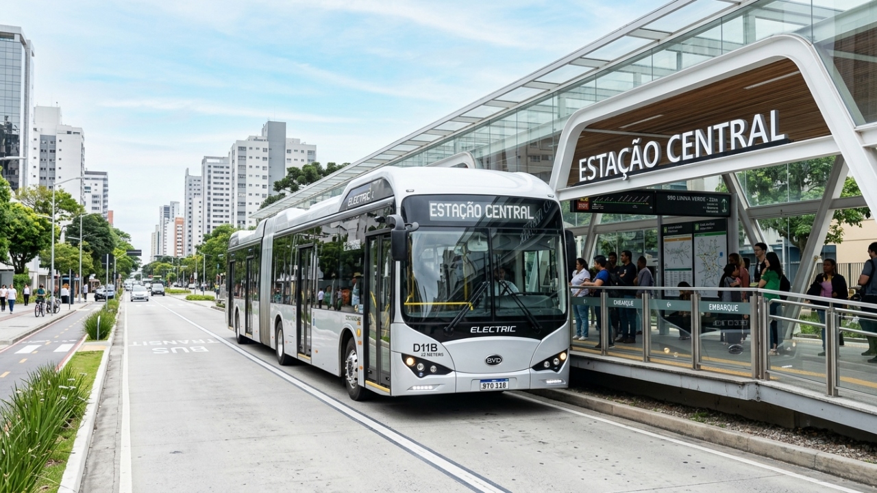 Com 22 metros de comprimento e espaço para 160 passageiros, este é o articulado elétrico que substitui quatro ônibus comuns em operação