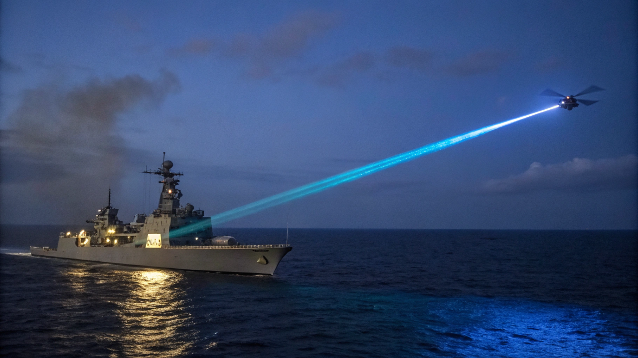 O navio que derruba drones em segundos usando apenas um feixe de luz