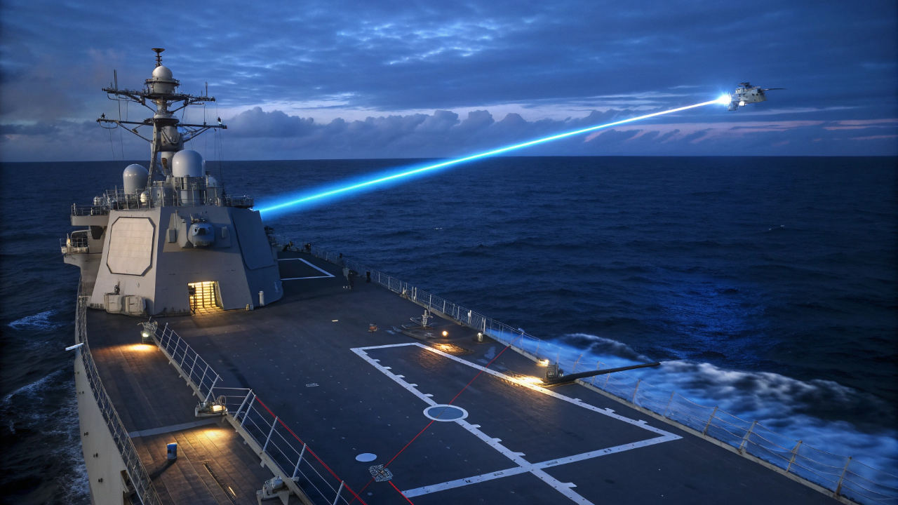 O navio que derruba drones em segundos usando apenas um feixe de luz