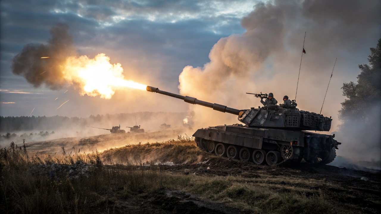 A artilharia sobre esteiras capaz de disparar cinco projéteis consecutivos que atingem o alvo no mesmo exato segundo