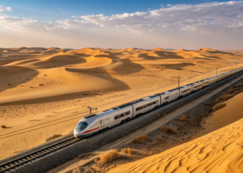 O trem de luxo que cruza o deserto a 300 km/h: ferrovia de alta tecnologia promete conectar cidades isoladas em tempo recorde no Oriente Médio