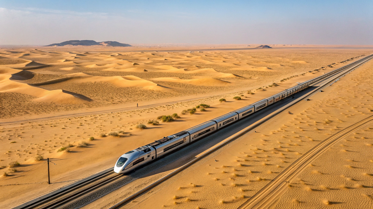 O trem de luxo que cruza o deserto a 300 km/h: ferrovia de alta tecnologia promete conectar cidades isoladas em tempo recorde no Oriente Médio