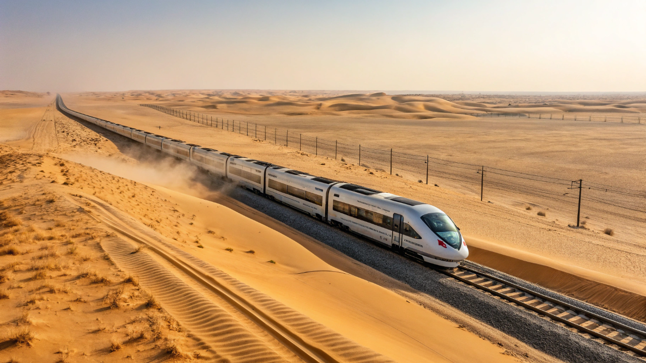 O trem de luxo que cruza o deserto a 300 km/h: ferrovia de alta tecnologia promete conectar cidades isoladas em tempo recorde no Oriente Médio