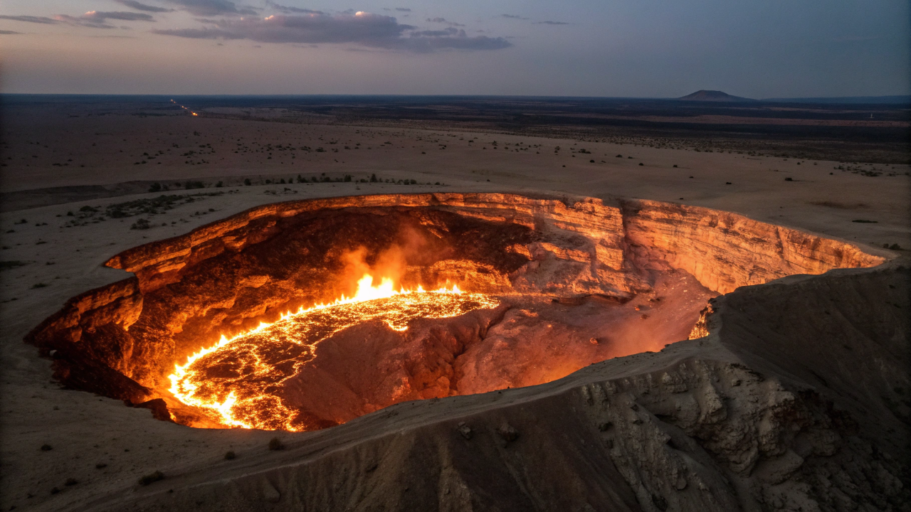A cratera que queima sem parar há mais de 50 anos: como um erro de perfuração criou as assustadoras "Portas do Inferno" no meio do deserto