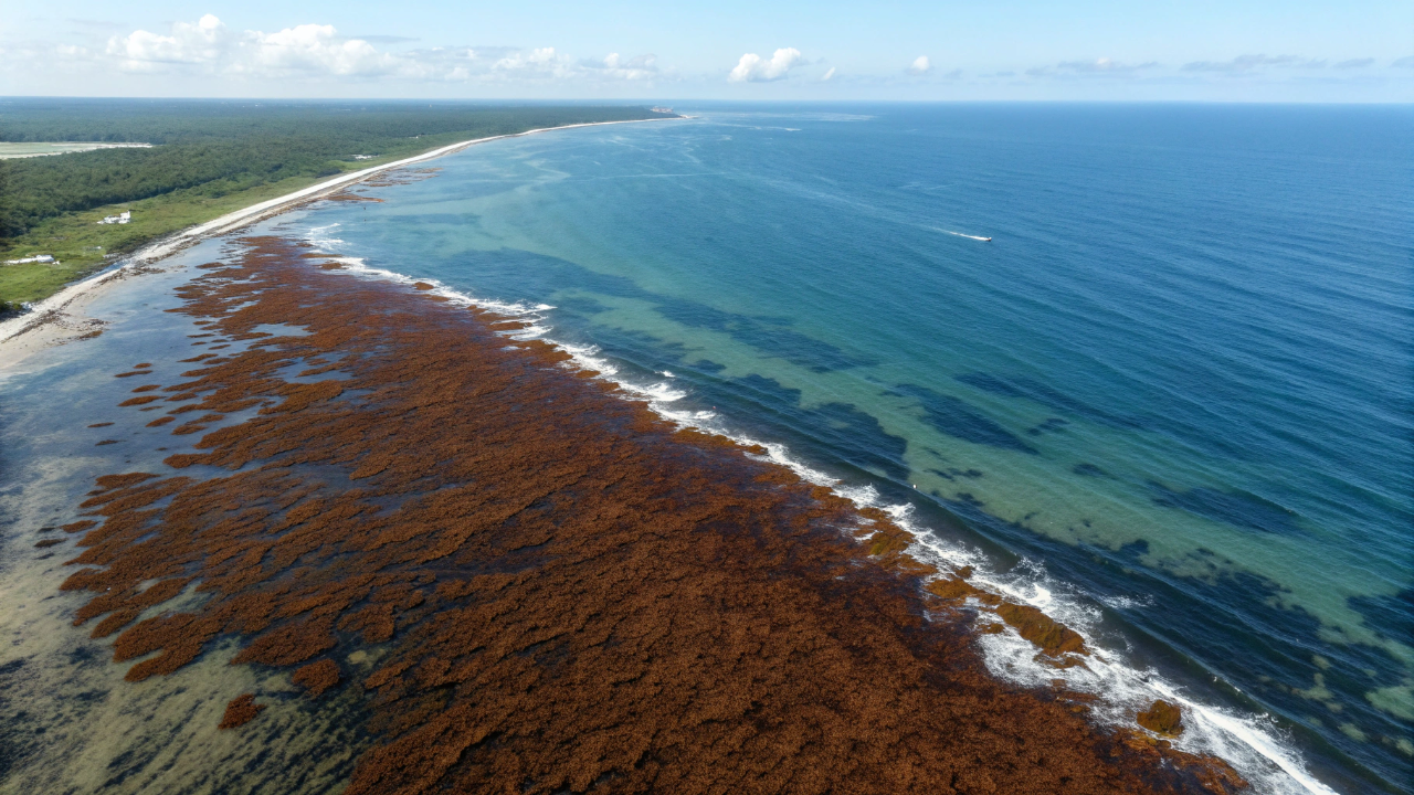 Uma faixa marrom do tamanho de um continente se forma no meio do Oceano Atlântico e alerta os cientistas