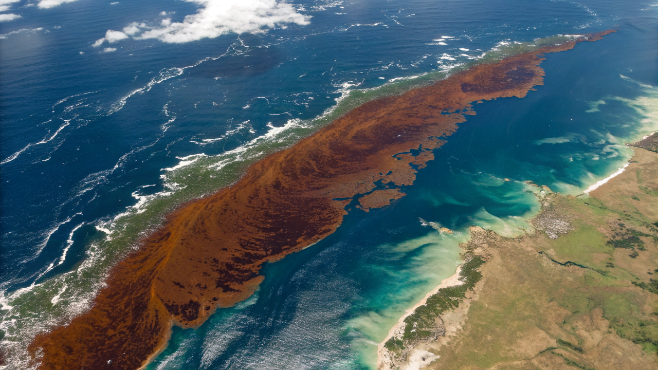 Uma faixa marrom do tamanho de um continente se forma no meio do Oceano Atlântico e alerta os cientistas