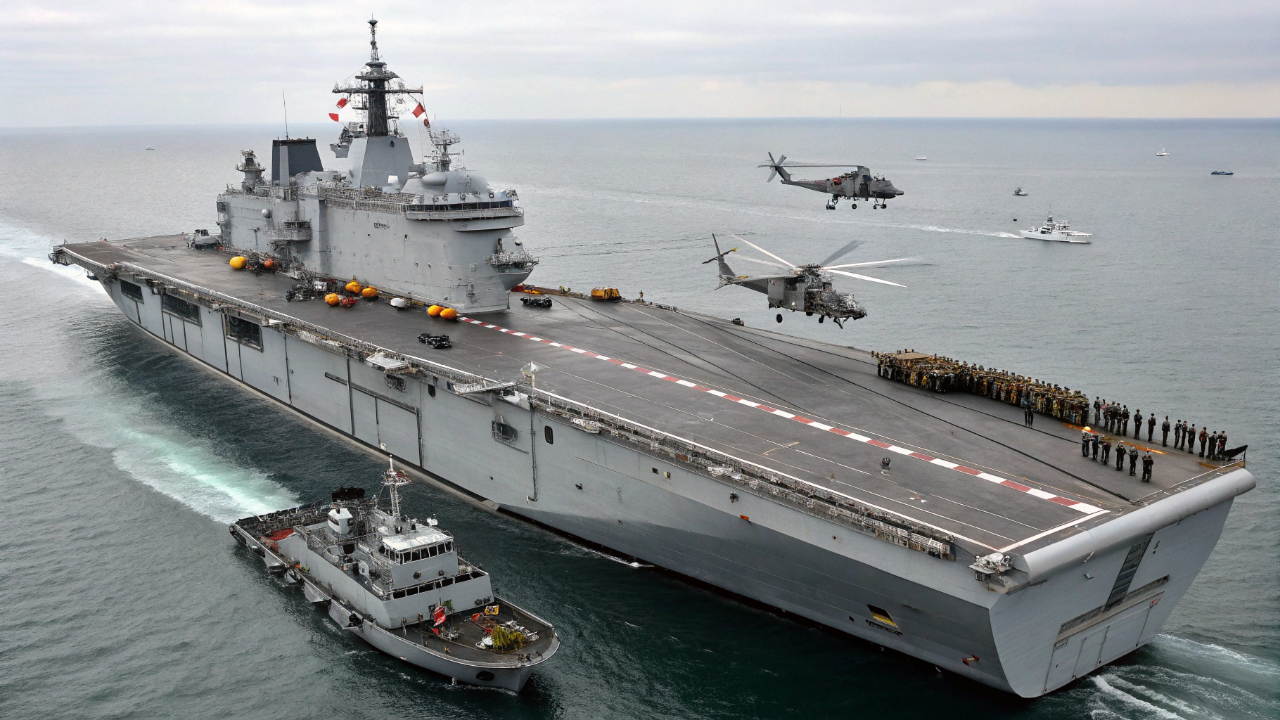 O navio de assalto que funciona como base de helicópteros, garagem de tanques e hospital de alta tecnologia em alto mar