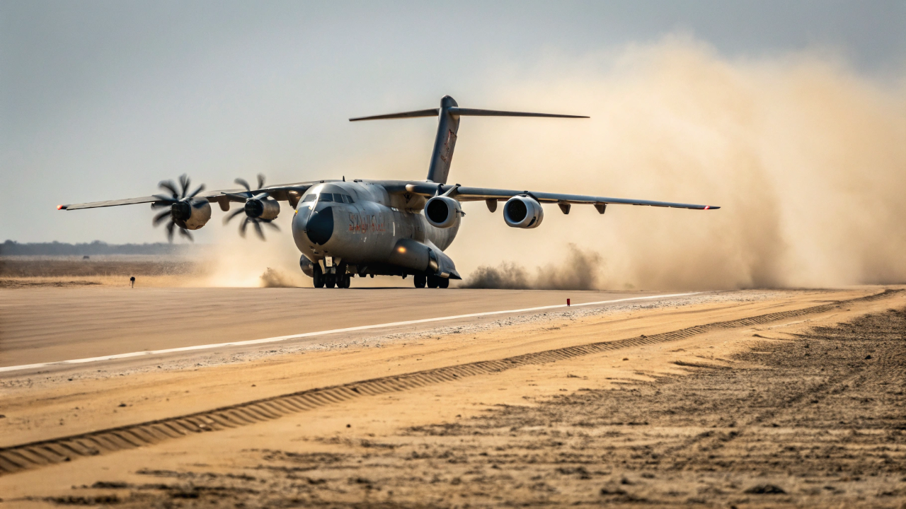 O colosso voador europeu de 4 motores que consegue pousar as suas 141 toneladas na areia fofa do deserto sem atolar