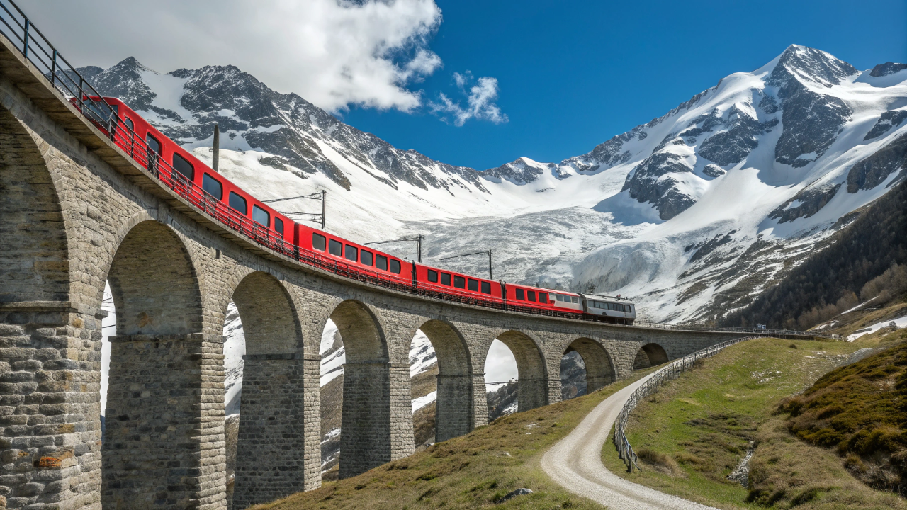 A viagem de trem mais bonita do mundo atravessa os Alpes a mais de 2 mil metros de altitude