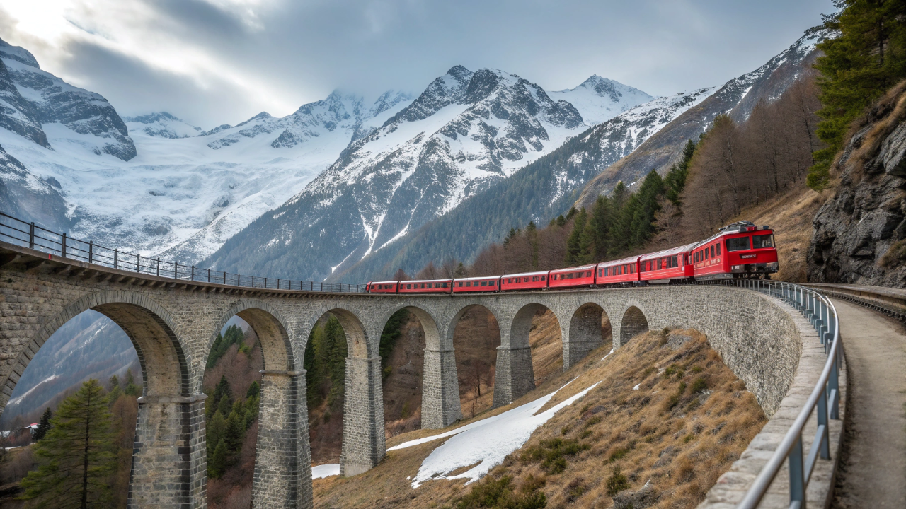 A viagem de trem mais bonita do mundo atravessa os Alpes a mais de 2 mil metros de altitude