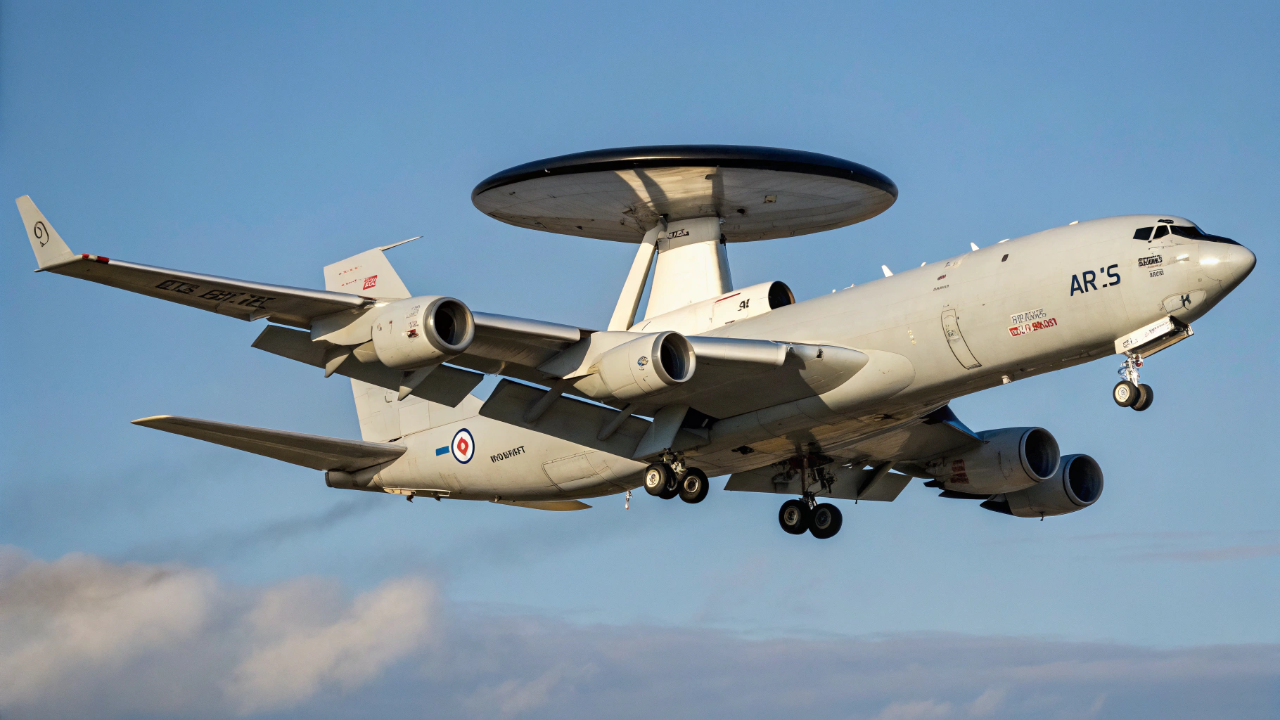 O avião comercial modificado com 1 disco voador gigante nas costas que rastreia tudo o que voa a 400 quilômetros de distância