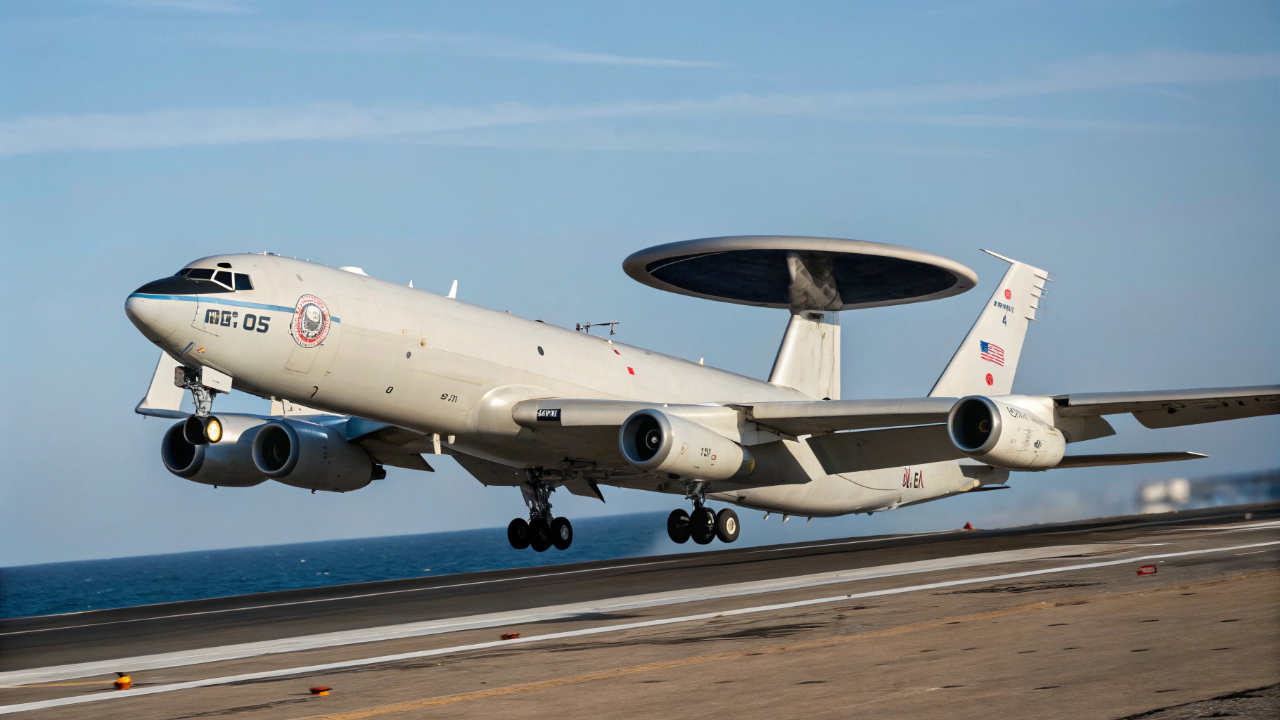 O avião comercial modificado com 1 disco voador gigante nas costas que rastreia tudo o que voa a 400 quilômetros de distância