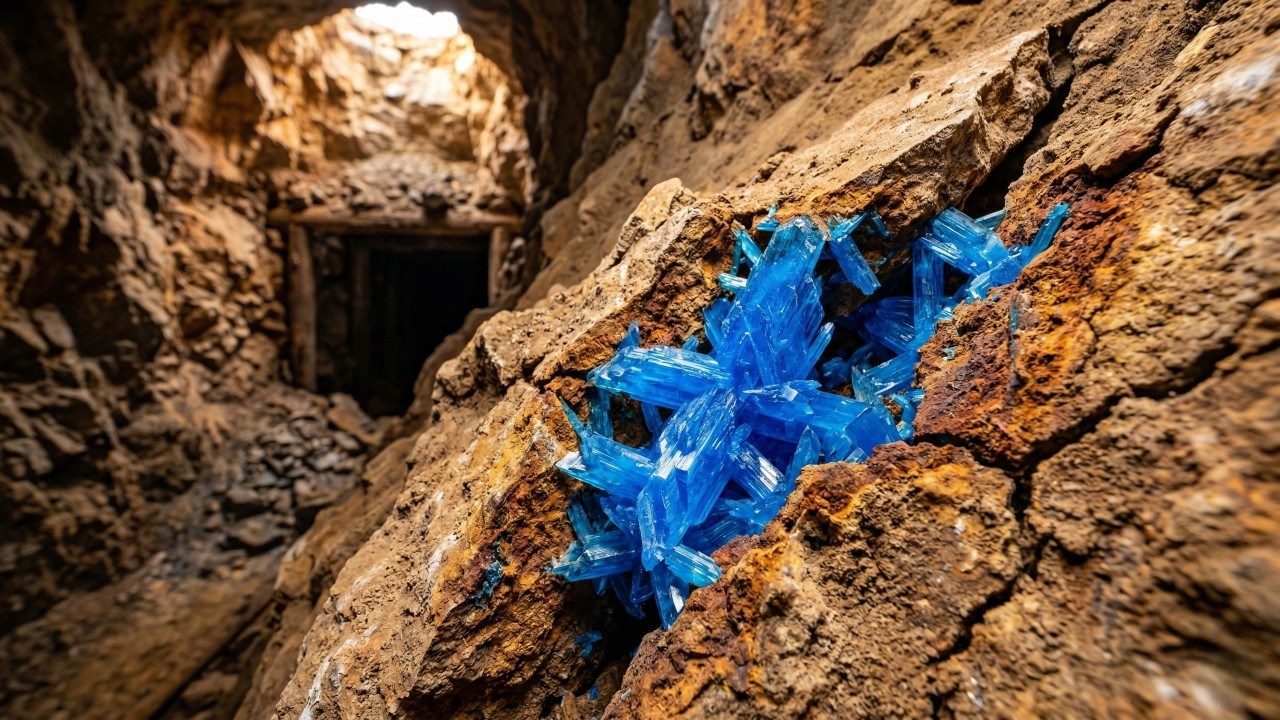 O mineral azul quase fluorescente que forma “pétalas” em minas e se quebra fácil ao menor atrito