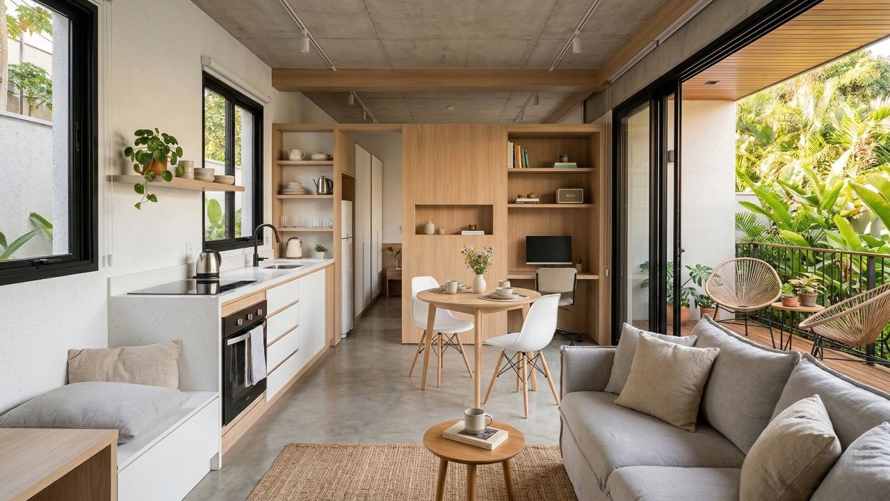 Casa pequena e moderna mostra como poucos metros podem render muito mais conforto no dia a dia