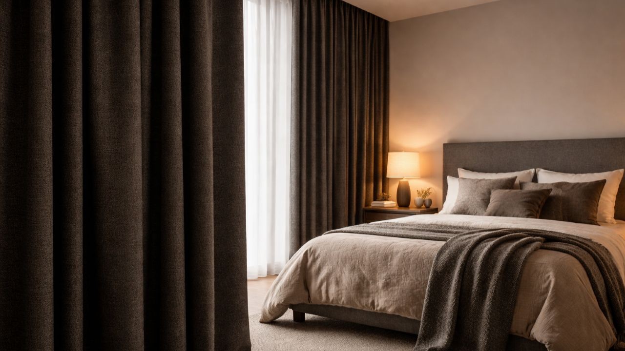 Cortinas do teto ao chão deixam o ambiente mais elegante e ampliam a sensação de espaço