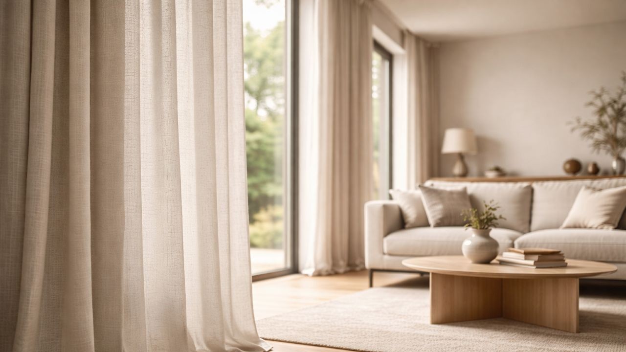 Cortinas do teto ao chão deixam o ambiente mais elegante e ampliam a sensação de espaço