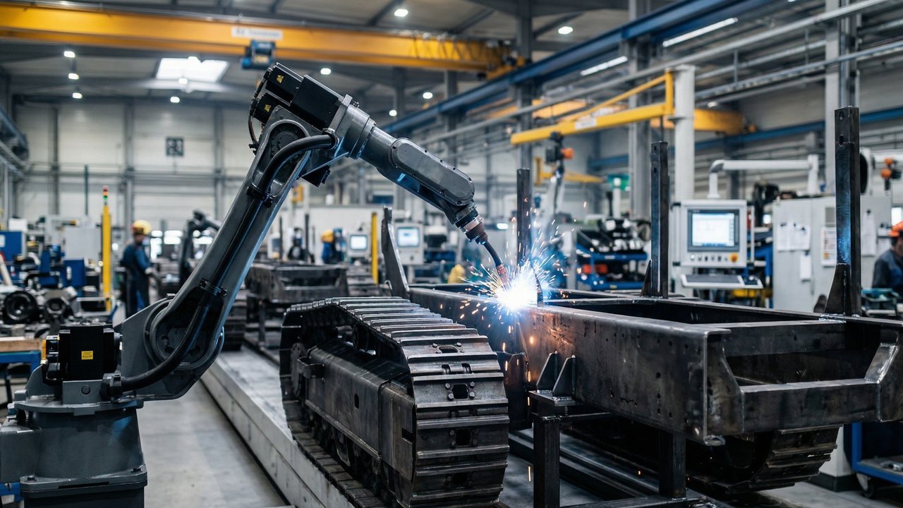 Com aço forjado em altas temperaturas e soldagem robotizada, a fabricação de tratores de esteira cria máquinas de 30 toneladas, para o trabalho bruto