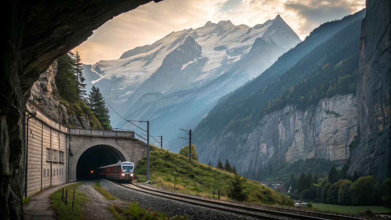Esse trem atravessa os Alpes por dentro e o túnel que ele usa tem 57 quilômetros de extensão