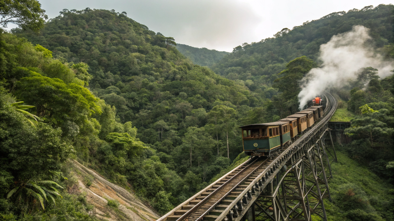 A obra-prima da engenharia esquecida: como o trem construído há 150 anos vencia uma muralha de 800 metros de altura no meio da selva