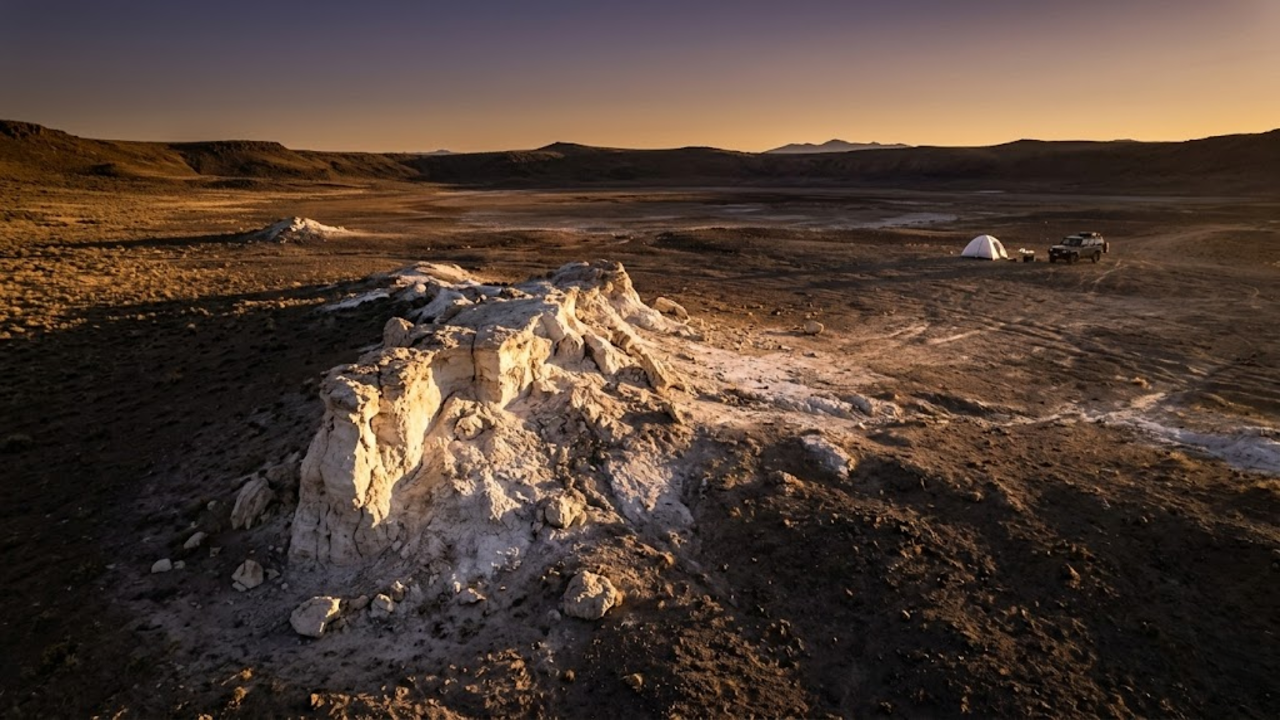 Nascer do sol na Caldeira de McDermitt destacando solo rico em lítio