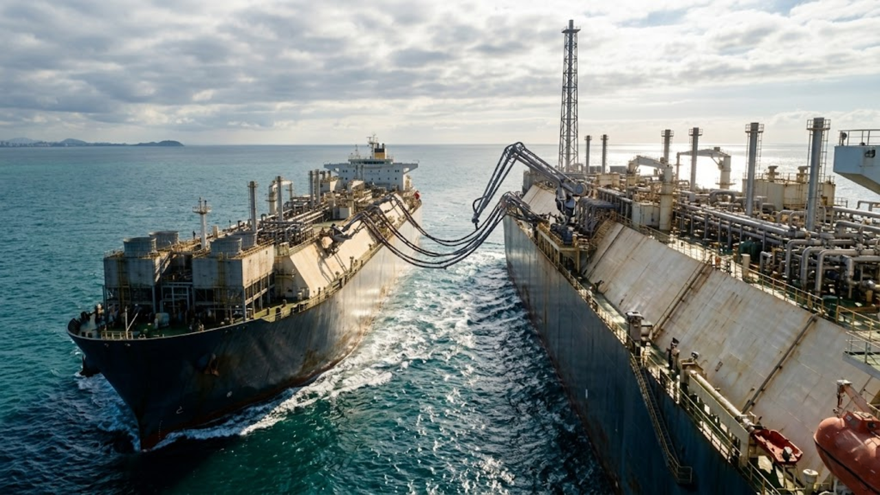Transferência de carga entre o gigante FLNG e um navio menor